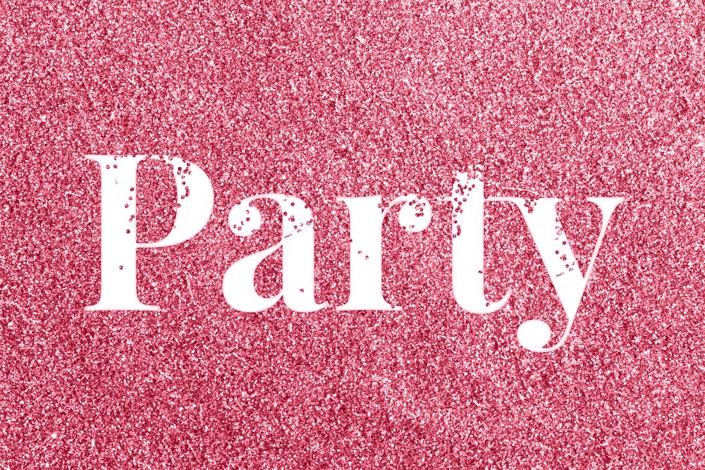 Glitter text party rose sparkle font lettering
