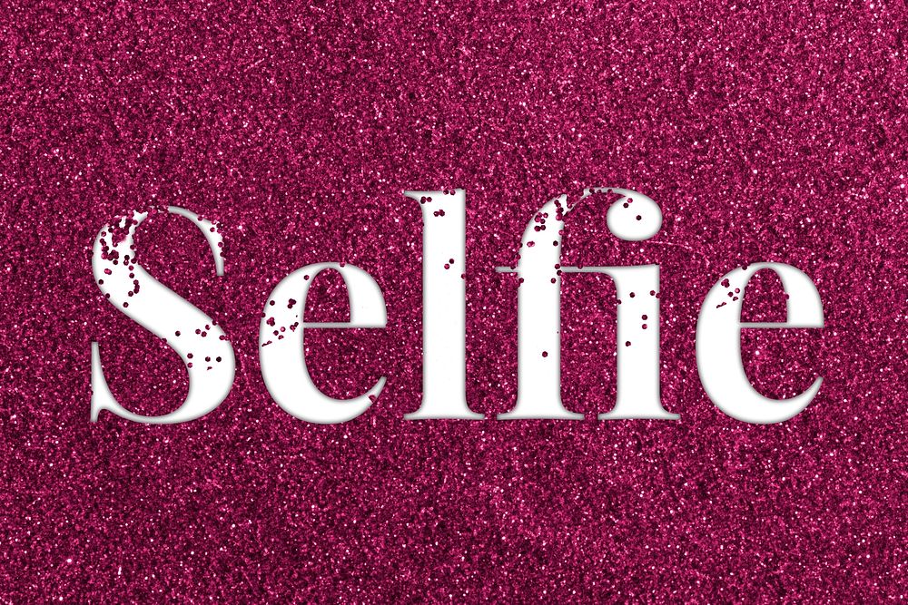 Glitter sparkle selfie text typography ruby
