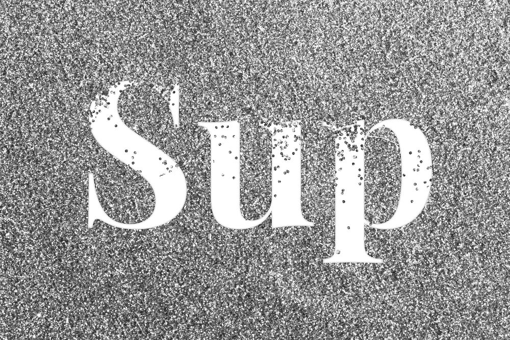 Glitter sparkle sup text typography gray