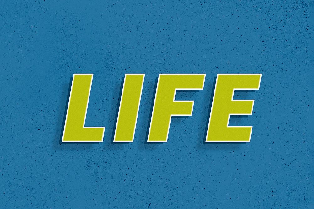 3d effect life word retro typography lettering