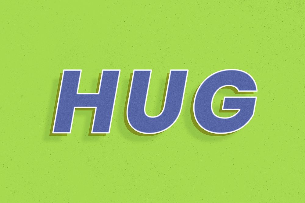 Retro hug text word art typography