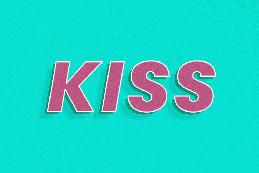 Kiss lettering retro 3d effect typography