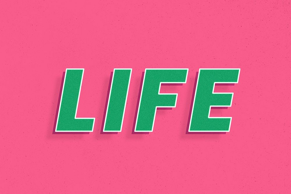 Life lettering retro 3d effect typography