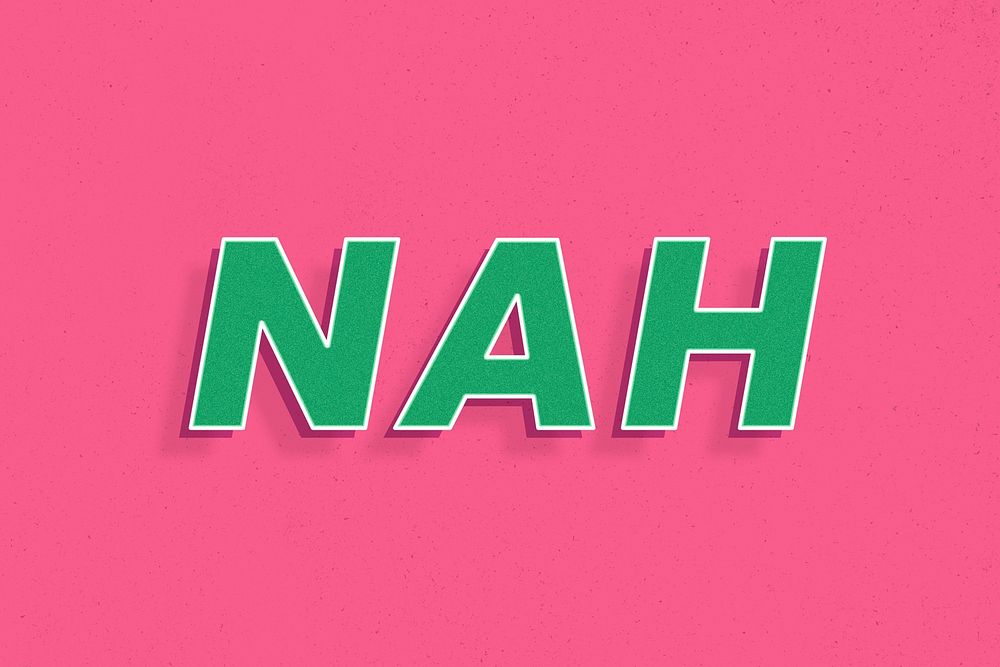 Retro nah word bold text typography 3d effect