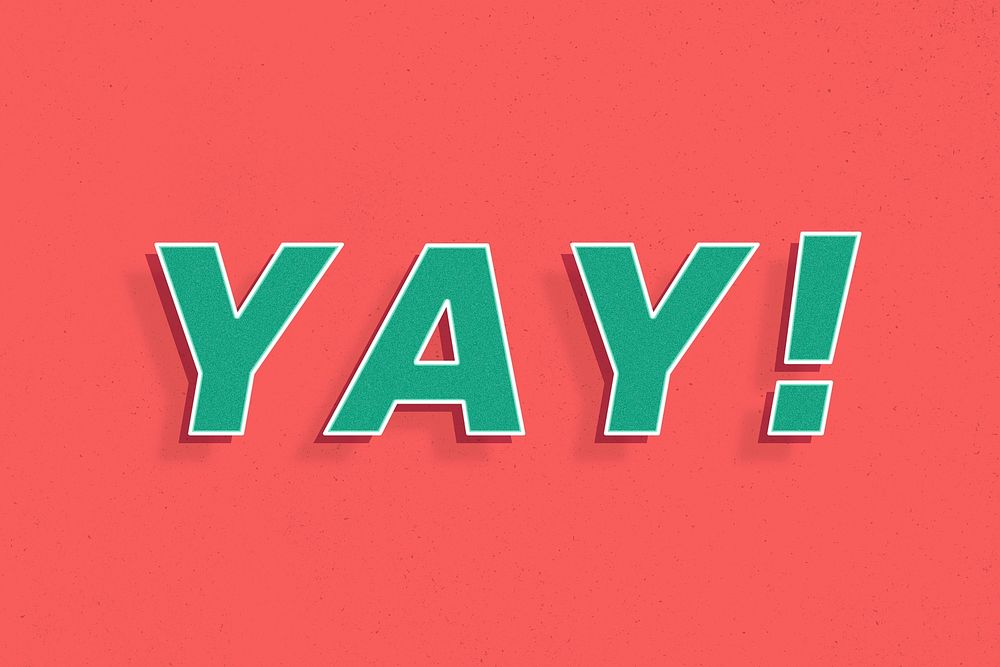 Yay! text retro 3d effect typography lettering