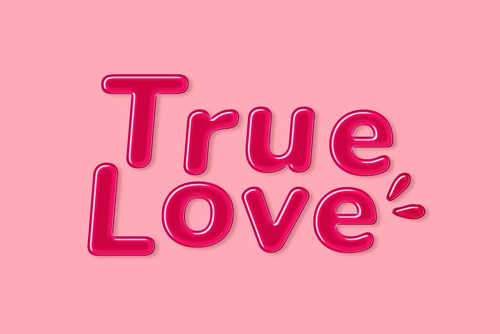Jelly embossed typography true love psd word