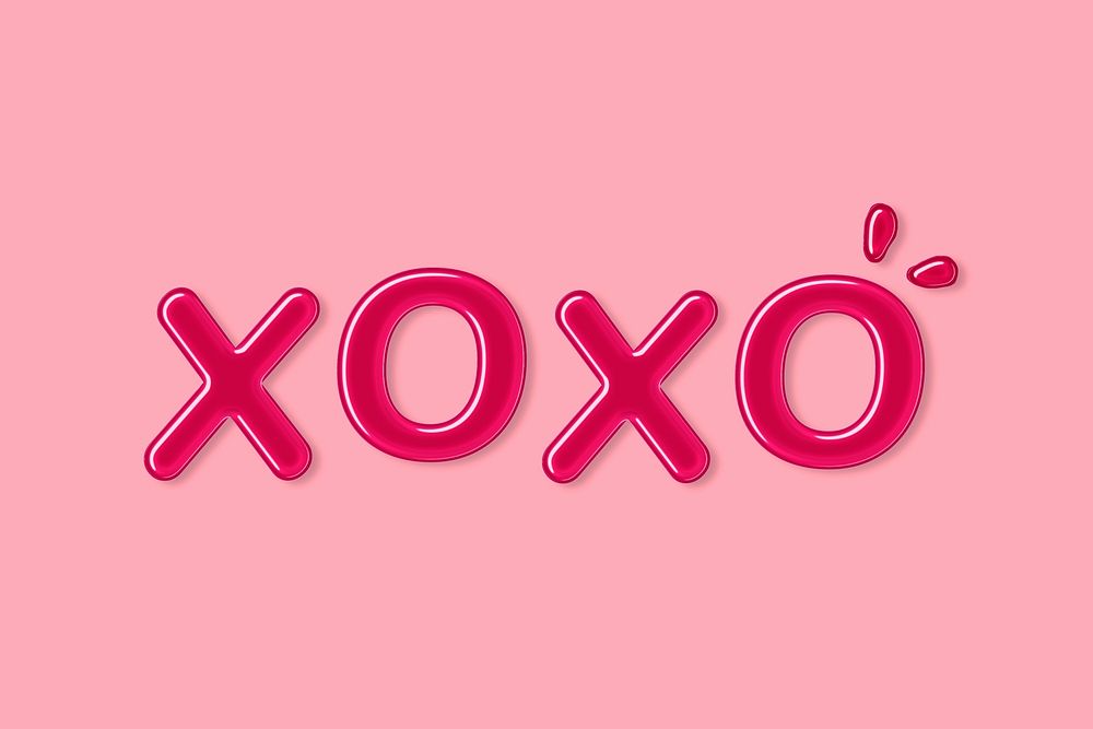 Jelly embossed typography xoxo psd word