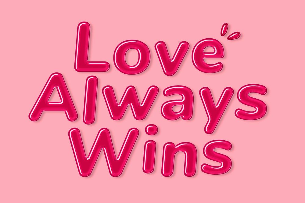 Psd jelly embossed font love always wins word