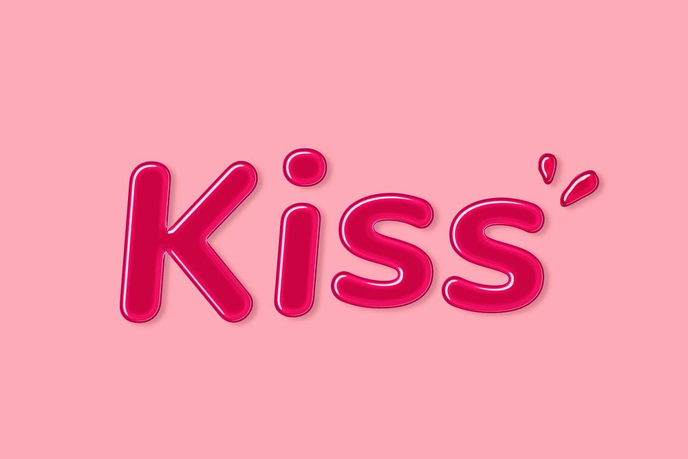 Jelly embossed typography kiss psd word