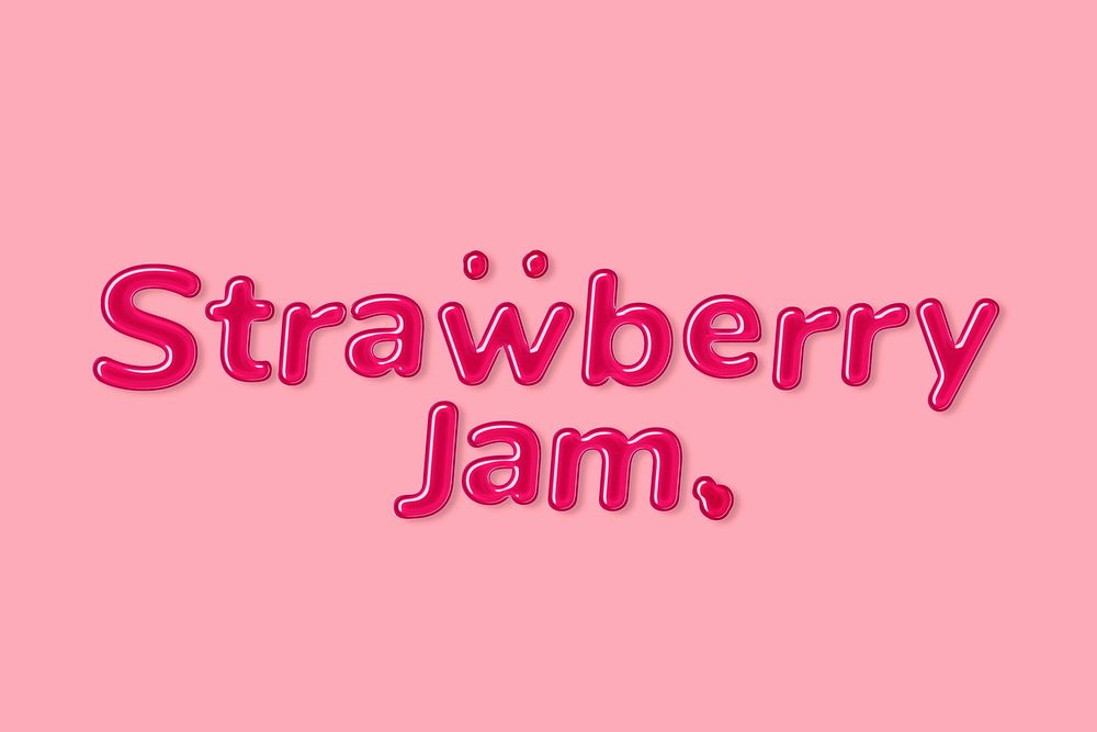 Jelly embossed typography strawberry jam psd word