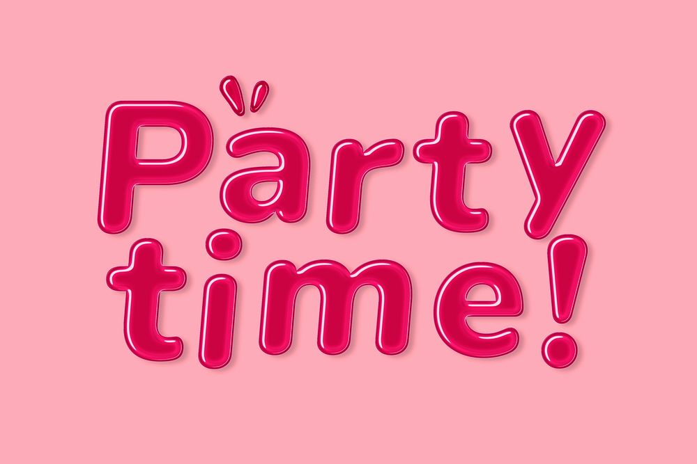 Psd jelly embossed font party time! word