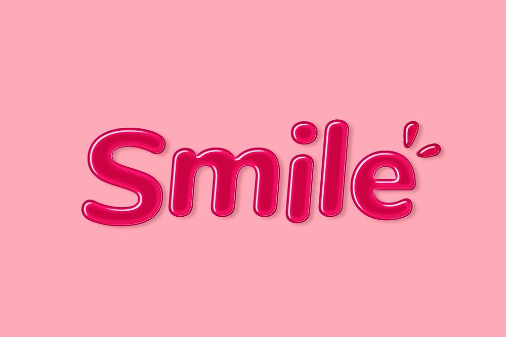 Jelly embossed typography smile psd word