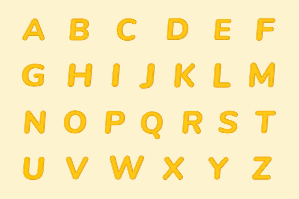 Psd jelly bold embossed alphabet typography set