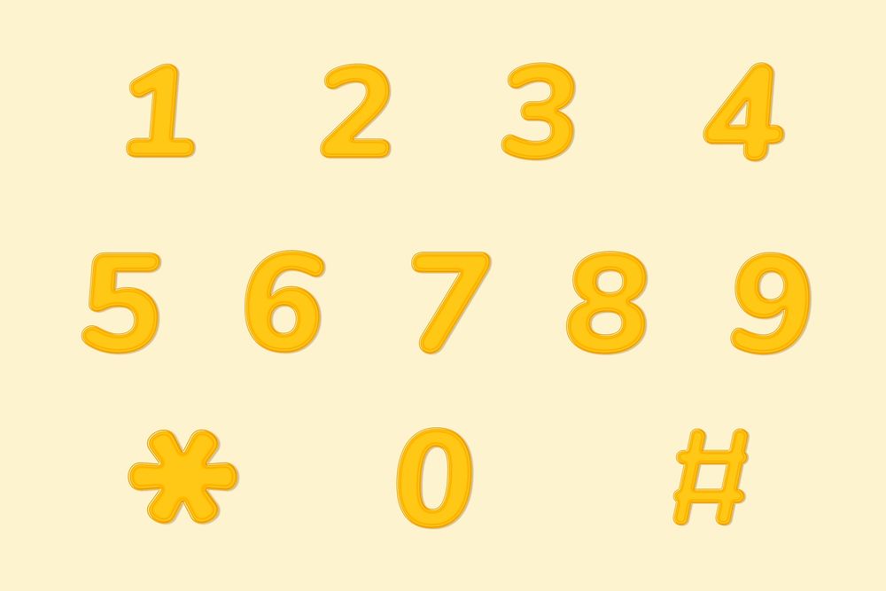 Jelly bold embossed number sign psd set