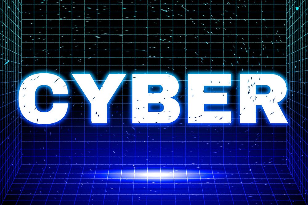 Dark neon grid cyber futuristic bold font