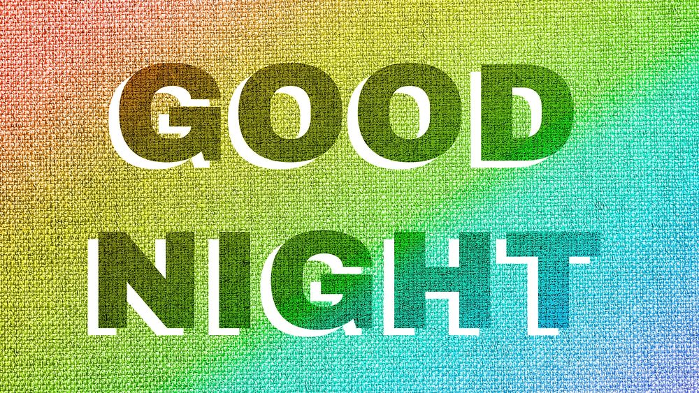 Rainbow good night word LGBT font shadow typography