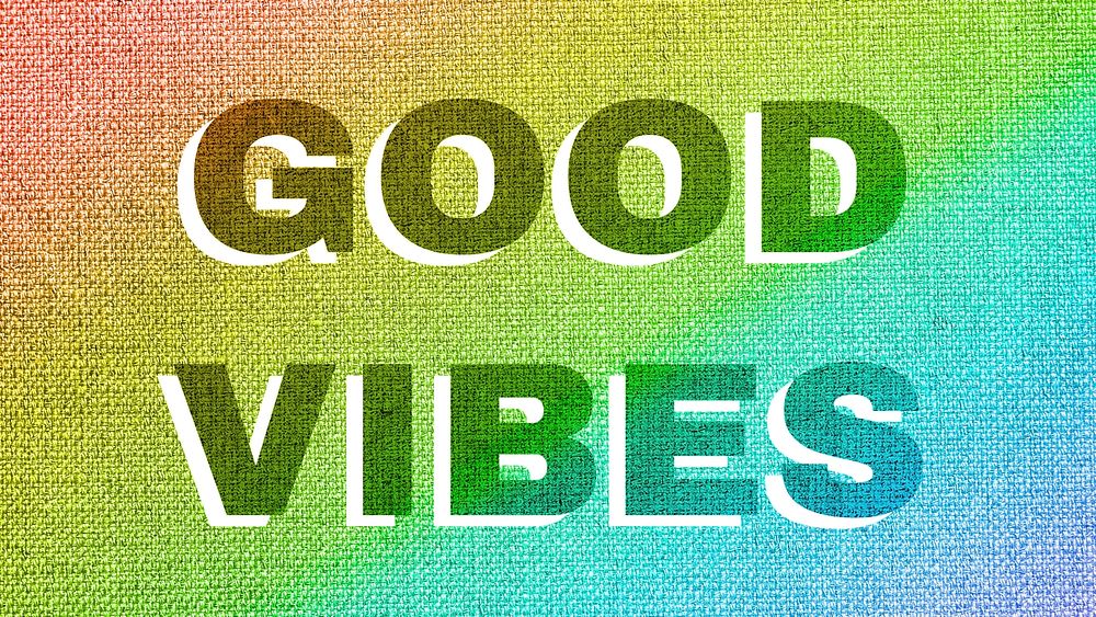 Rainbow good vibes word LGBT font shadow typography