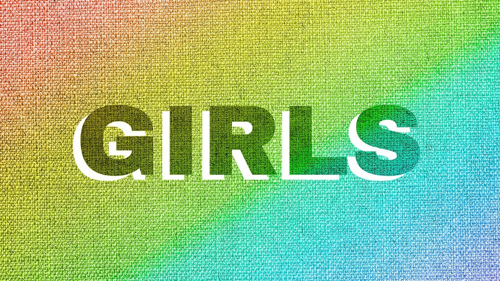 Rainbow girls word LGBT font shadow typography