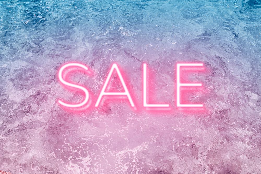 Sale neon word typography ocean gradient