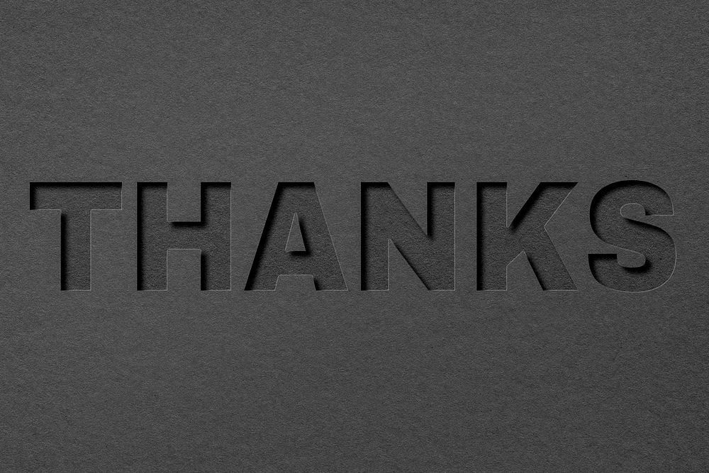 Thanks text paper cut font typography