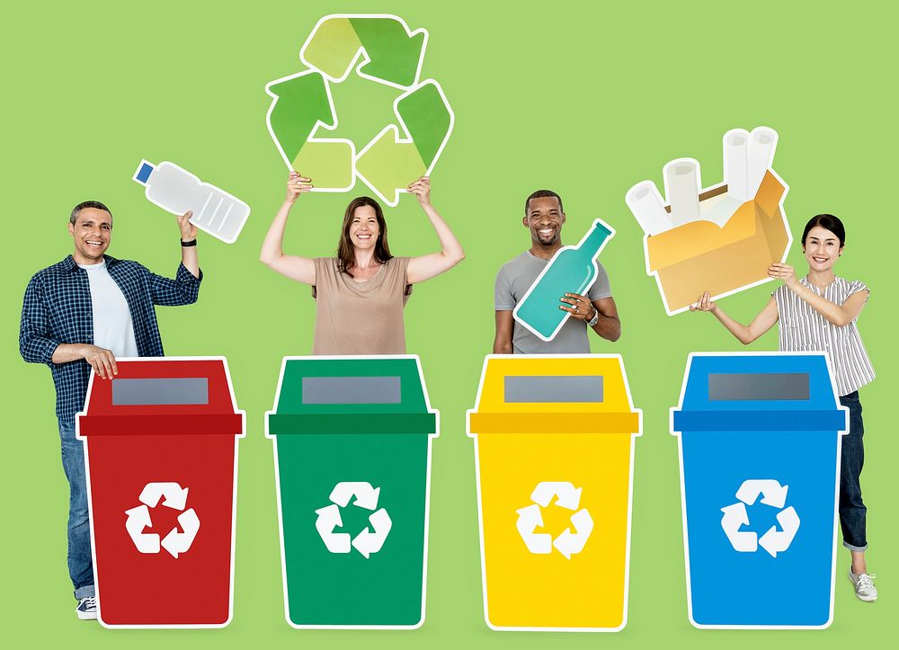Diverse people with recycle concept