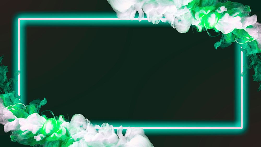 Glowing neon frame green psd ink explosion
