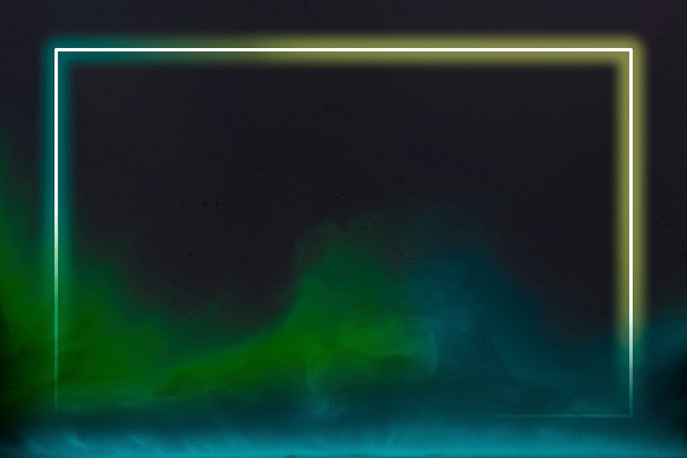 Rectangle neon frame psd gradient color smoke foggy