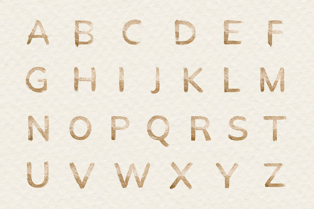 Gold alphabet set psd glitter painted font