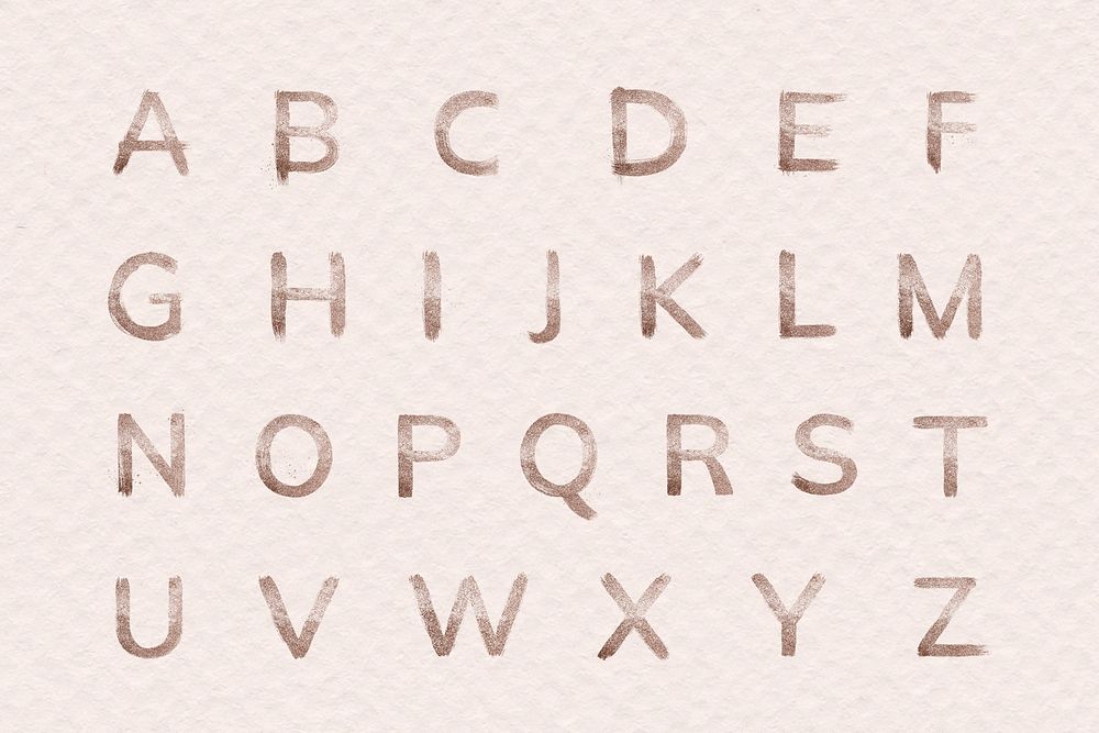 Glitter alphabet rose gold psd typography