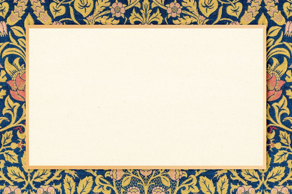 Rectangle vintage floral frame psd William Morris pattern