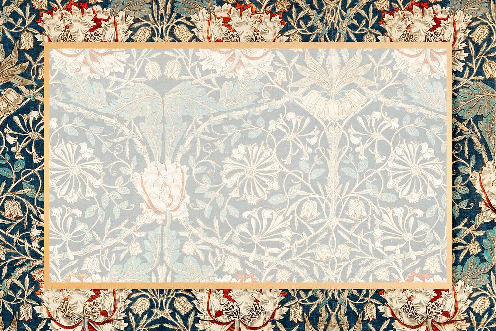 Rectangle vintage floral frame psd William Morris pattern