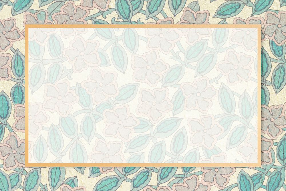 Rectangle antique floral frame psd