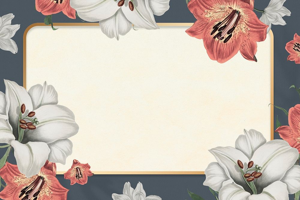 Rectangular floral frame psd blank space