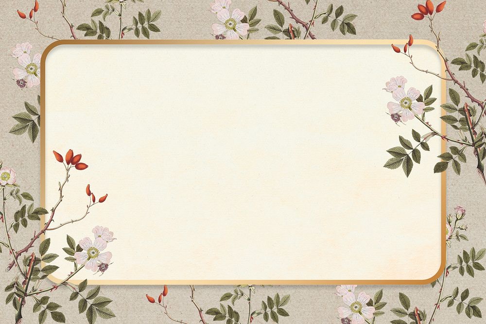 Psd floral frame blooming flowers vintage style