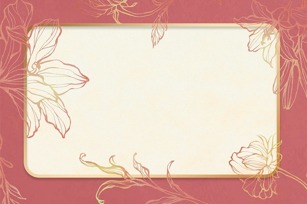 Rectangular floral frame psd blank space