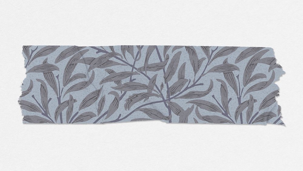 Willow bough washi tape psd journal sticker remix from artwork by William Morris