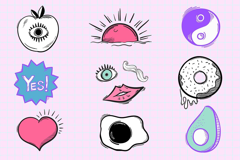 Funky icon vector hand drawn doodle cartoon sticker