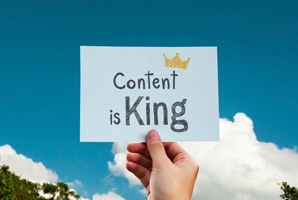 Content is king written on a card