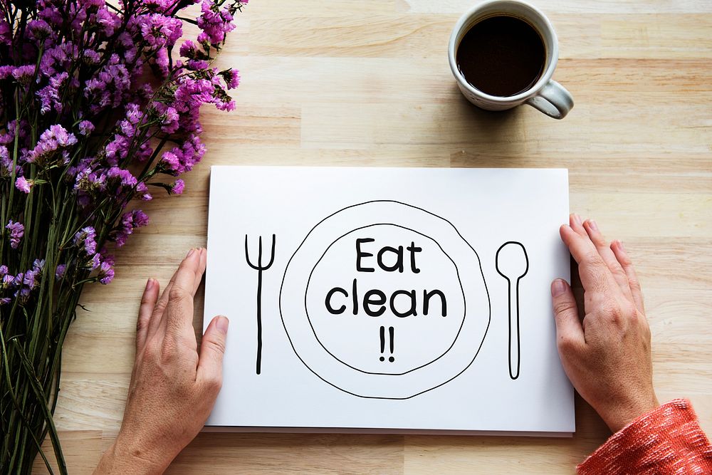 Eat clean food inspiration on a paper