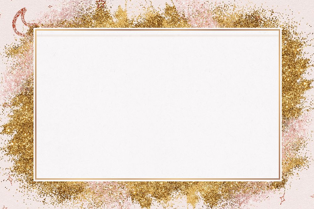 Festive gold glitter frame psd sparkly background