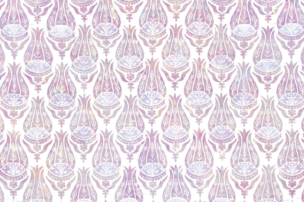 Vintage tulip holographic vector pattern remix from artwork by William Morris