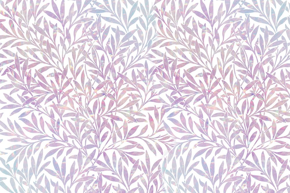 Vintage leaf holographic vector pattern remix from artwork by William Morris