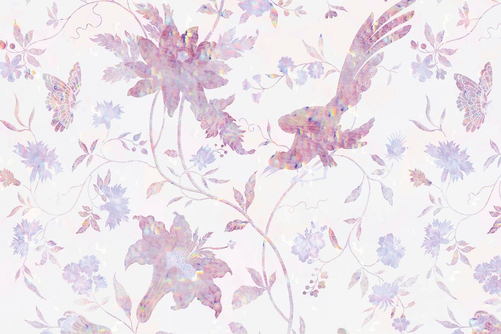 Vector holographic floral pattern remix from artwork by William Morris