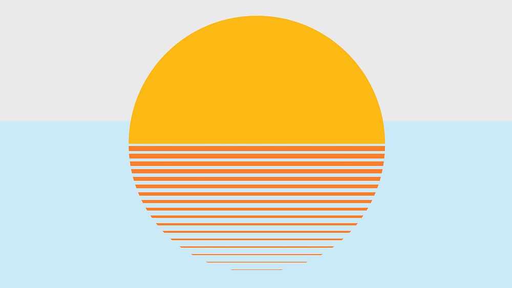 Orange sunset aesthetic vector blue wallpaper