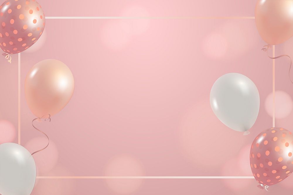 Pink balloons psd new years festive pink bokeh background