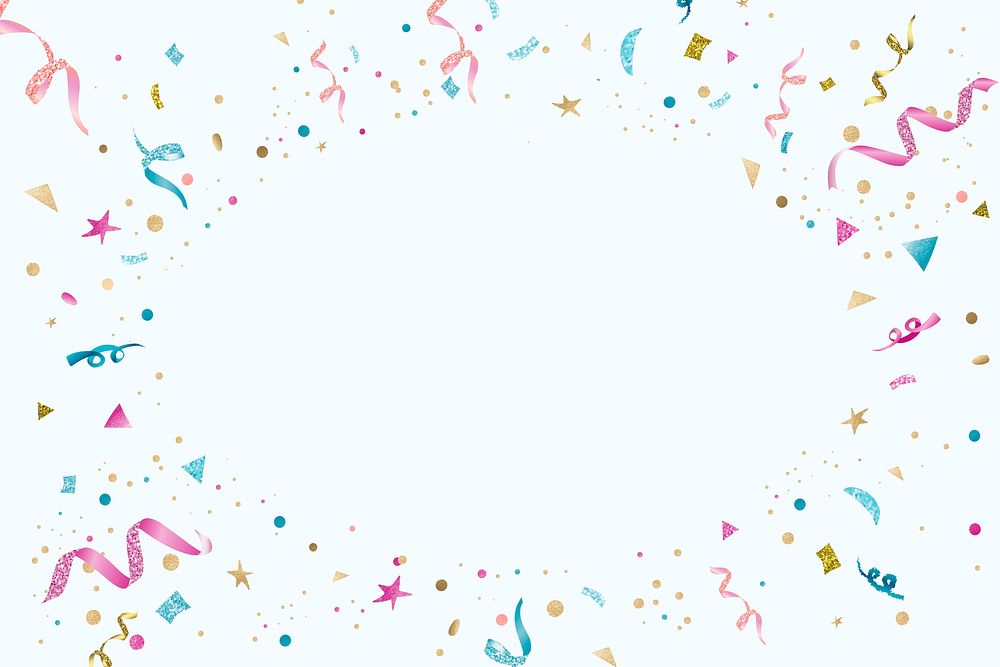 Blue vector ribbons festive new year party frame background with design space