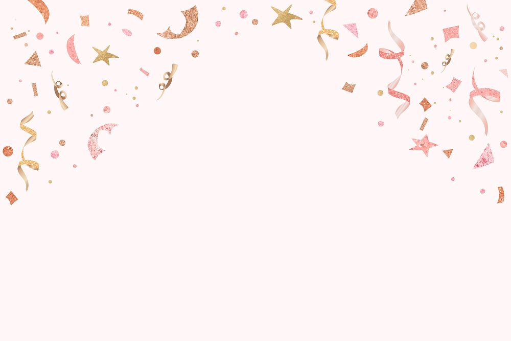 Pink ribbons festive new year party background with design space