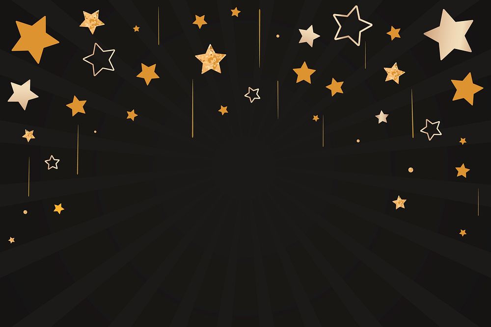 New year's celebration golden stars black background