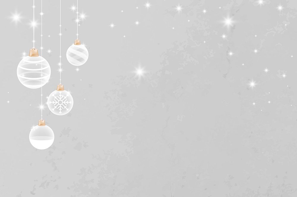 Gray Merry Christmas sparkly balls festive background