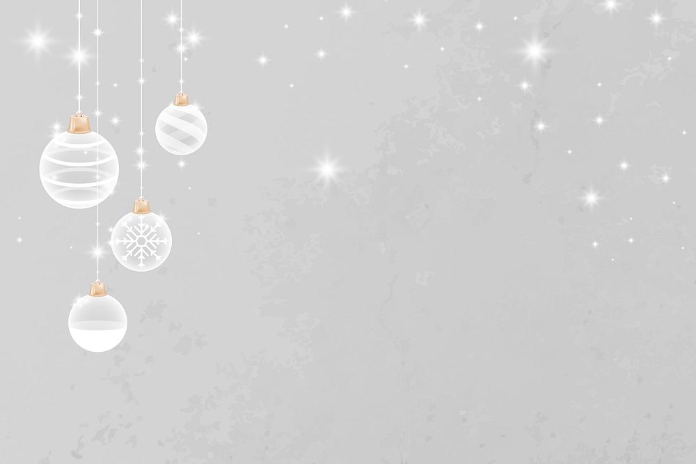 Gray Merry Christmas vector sparkly bauble festive background